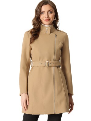 Belted Trench Coat with Criss Cross Collar