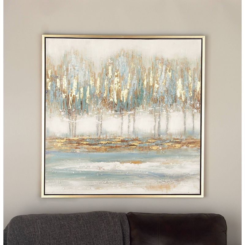 Canvas Tree Framed Wall Art with Gold Frame Blue - Olivia &#38; May, 1 of 6