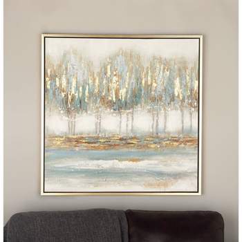 Canvas Tree Framed Wall Art with Gold Frame Blue - Olivia & May