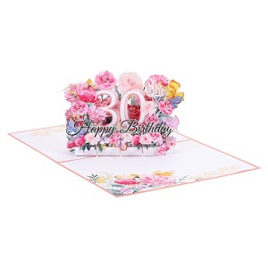Unique Bargains 3D Handcrafted Pop-Out Gift Cards with Greeting Card and Envelope Pink - 1 of 4
