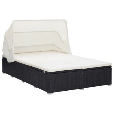 vidaXL Sunbed Black and Cream White