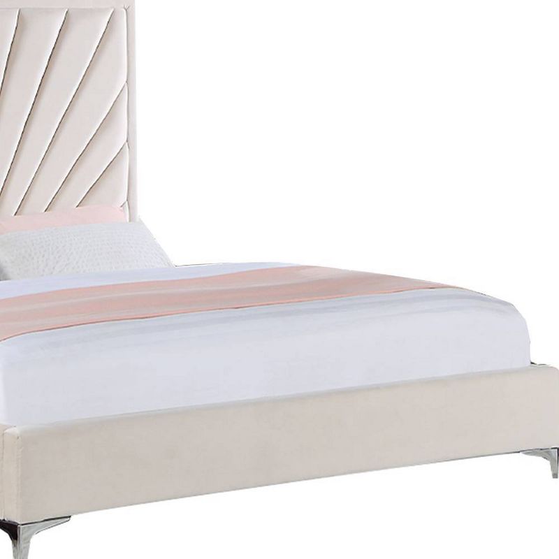 87&#34; Queen Bed Faiz Bed Beige Velvet - Acme Furniture, 3 of 7
