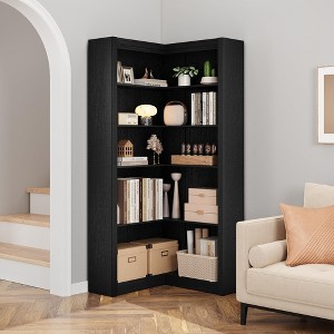 ODK Corner Bookcase, 71.8'' Farmhouse Corner Bookshelf, l-Shaped Bookshelf Large Bookcase - 1 of 4