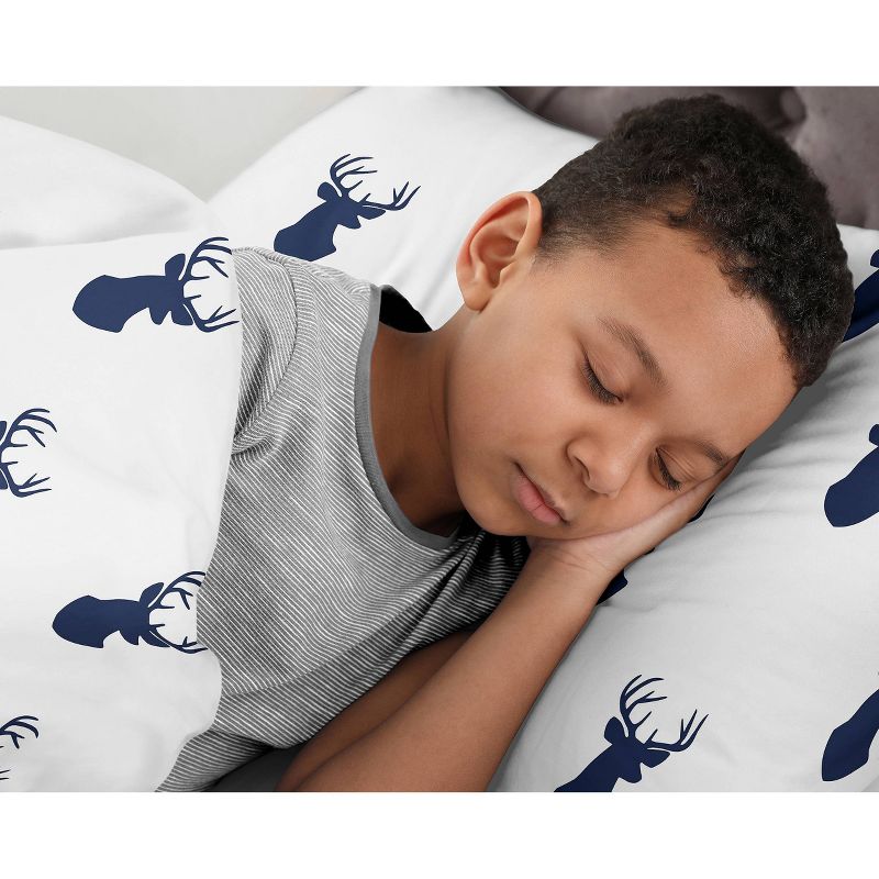 Full/Queen Woodland Deer Kids&#39; Comforter Set Navy/White - Sweet Jojo Designs, 4 of 8