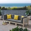 GDFStudio Cascada Outdoor Acacia Wood Modular 3 Seater Sofa with Cushions, Light Gray/Dark Gray - 2 of 4