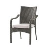 GDFStudio Jeremy Outdoor Wicker Stacking Dining Chairs with Cushion (Set of 4), Gray/Light Gray - 4 of 4