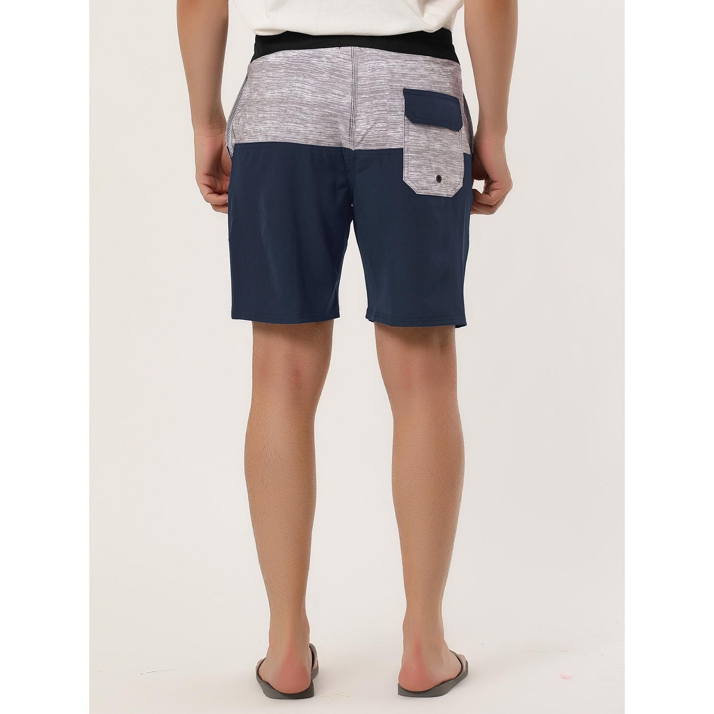 Мужские шорты Lars Amadeus Holiday Contrast Color Design Drawstring Waist Beach Board Shorts 2 Pack Gray Navy/Navy Leaf 32, цвет: Серый — фото 4