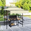 Outsunny 8' x 5' Grill Gazebo, Double Tiered Outdoor BBQ Gazebo with Side Awning, 2 Side Shelves and 6 Hooks for Patio, Deck, Yard - 3 of 4