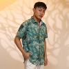 Campus Sutra Men Men's Sea Green Breezy Foliage Shirt - 3 of 4