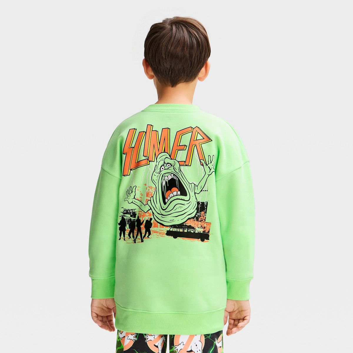 Boys' Ghostbusters Halloween Front and Back Graphic Sweatshirt - Green