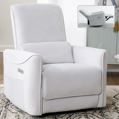 Power Recliner Chair,Nursery Room Recliner,Automatic Recliner Chair,Breastfeeding Chair,Swivel Recliner Armchair With USB And Type-C Ports-Cuddlewood