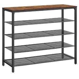 VASAGLE 5 Tier Shoe Rack for Closet, Entryway, Rustic Brown and Black - 1 of 4