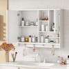 NicBex 36x28" Wall Mounted Medicine Cabinet,Bathroom Storage Cabinet with Mirror,Adjustable Shelves,1 Door&Towel Hooks,Bathroom Organizer - 2 of 4