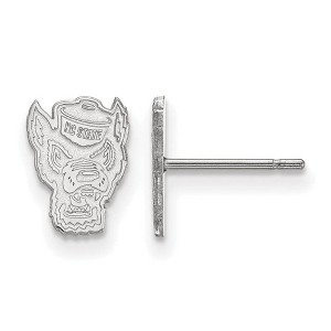 Black Bow Jewelry 14k White Gold North Carolina State Wolfpack NCAA Post Earrings - 1 of 3