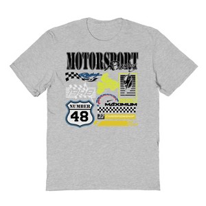 Rerun Island Men's Motorsport Racing Short Sleeve Graphic Cotton T-Shirt - Sport Grey M - 1 of 4