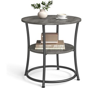 Side Table, 2-Tier Round End Table, Nightstand with Steel Frame for Small Spaces, Living Room, Bedroom - 1 of 4