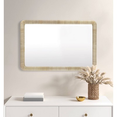 Nova Natural Rattan Rectangle Wall Mirror with Rounded Corners