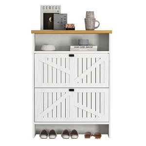 TiramisuBest Modern Minimalist MDF Shoe Cabinet - The sliding door design adds a touch of fashion to your home - White MDF Design - 1 of 4