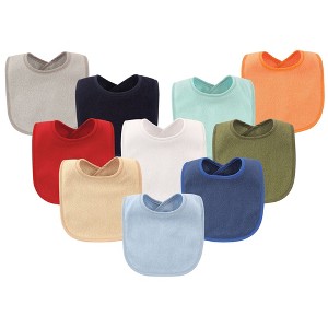 Hudson Baby Infant Boy Drooler Bib with Waterproof Lining 10pk, Blue, One Size - 1 of 1