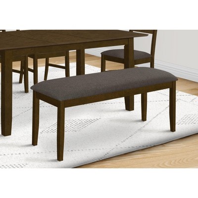 Monarch Specialties Bench 44 inch Rectangular Upholstered Wood Dining Room Kitchen Entryway Brown Solid Wood Brown Fabric Transitional