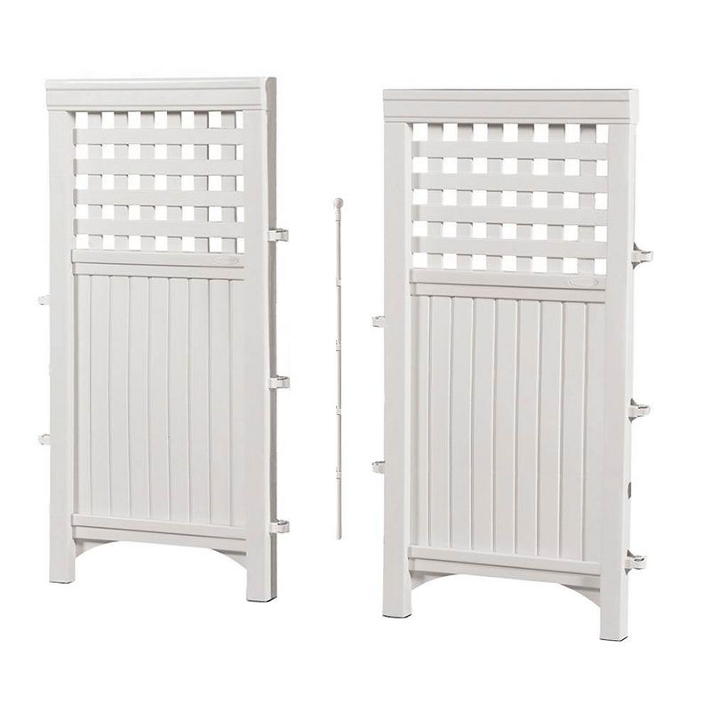 Suncast Outdoor Patio Garden 8 Panel Yard Screen Enclosure Gated Fence, White, 5 of 7