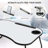 Metal+Wood Laptop Desk with Smooth Surface, Cup Groove and Foldable Design - 4 of 4