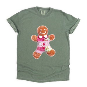 Gingerbread Polka Dot Patchwork Print - Women's Garment Dyed Graphic T-Shirt - 1 of 4