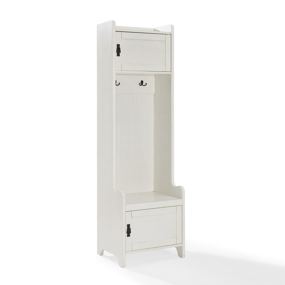 Fremont Entryway Tower White - Crosley: Antique Finish Hall Tree, Wood Veneer, Mudroom Organizer with Hooks