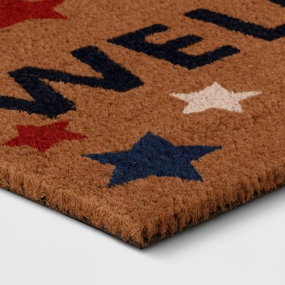 1&#39;4&#34;x2&#39;4&#34; American &#39;Welcome&#39; Stars Doormat Natural - Sun Squad&#8482;