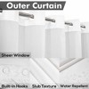 Aoibox No Hook Slub Textured Shower Curtain with Snap-in PEVA Liner Set, Hotel Style with See Through Top Window, Fabric Outer &Waterproof Inner Liner - 3 of 4