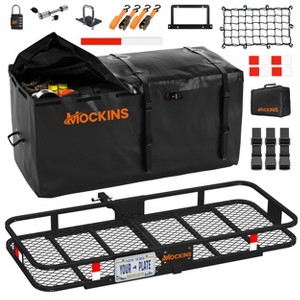 Mockins XL Hitch Mount Cargo Carrier Basket 60x24x6", 25 Cu. Bag, 500 Pound Capacity | Black - 1 of 4