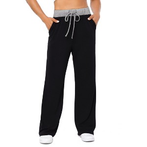 Women's Drawstring Wide - Leg Pants with Pockets, Casual Loose - Fit Trousers - 1 of 4