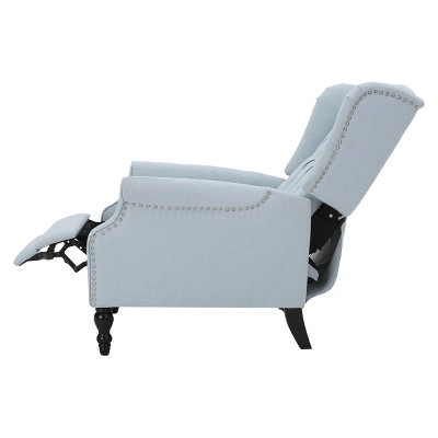 Light Sky Tufted Fabric Recliner with Wood Legs