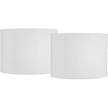 Springcrest Set of 2 Drum Lamp Shades White Weave Medium 15" Top x 15" Bottom x 11" High Spider Replacement Harp Finial Fitting