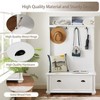 TIRAMISUBEST Coastal Style Hall Tree with Shoe Cabinet & Open Shelves - Entryway Bench with Solid Wood Feet, Farmhouse Chic, White - 4 of 4