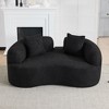 Okak Boneless Cloud Floor Sofa Curved Loveseat with Pillows,Teddy Velvet Fabric Futon Couch for Living Room,Apartments - 3 of 4
