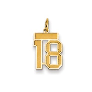 Black Bow Jewelry 14k Yellow Gold, Jersey Collection, Small Number 18 Pendant - 1 of 2