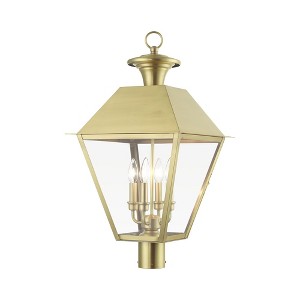 Livex Lighting Wentworth 4 - Light Post Light in  Natural Brass - 1 of 4