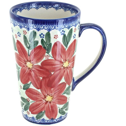 Large Glass Mug - White Flowers