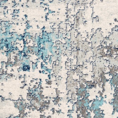 Modern Square Easy-Care Blue Synthetic Rug - Stain-Resistant