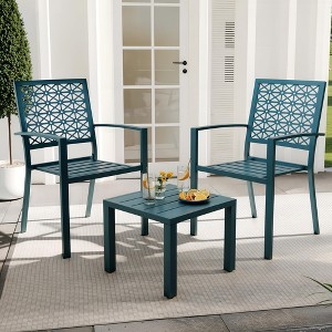 Garvee 3 Pieces Patio Furniture Set, Metal Outdoor Furniture with 2 Chairs and Coffee Table, Modern Bistro Set for Garden, Balcony, Porch - 1 of 4