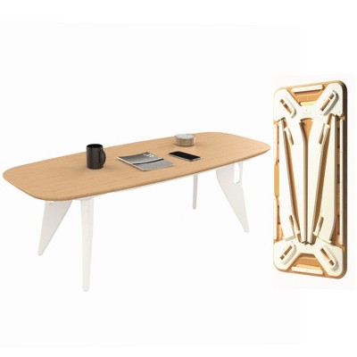 Hoek Long Coffee Table, 47.5" x 20", Rectangle Space-Saving & Portable Design, No-Tool One-Click Assembly with Wall Hanging Cleat