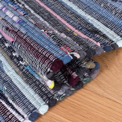 Handwoven Charcoal Harmony 8' x 10' Flatweave Cotton Rag Rug