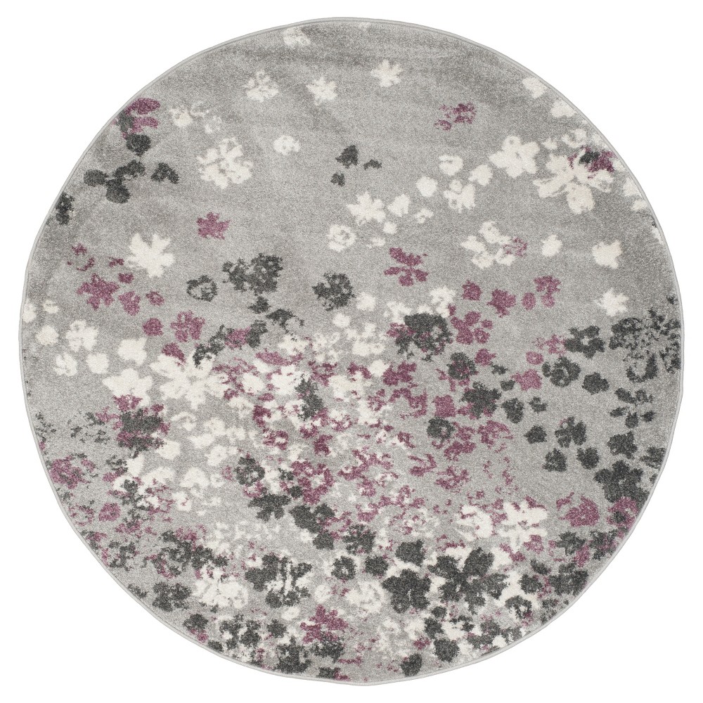 Mandi Round Area Rug Light Gray/Purple 6' - Safavieh