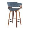 Set of 2 Vintage Modern Counter Height Barstools Walnut/Black/Blue - LumiSource: Fixed-Height, Swivel, Footrest - image 4 of 4