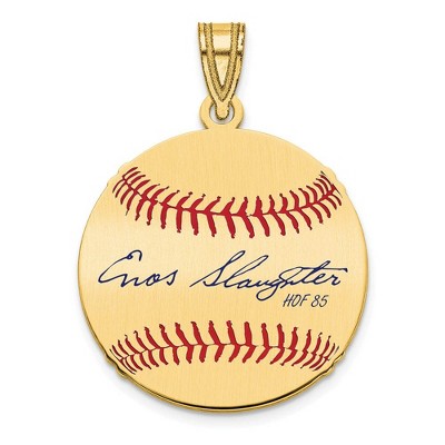 Black Bow Jewelry 14K Gold Plated Enos Slaughter Signature SM Enamel Baseball Pendant