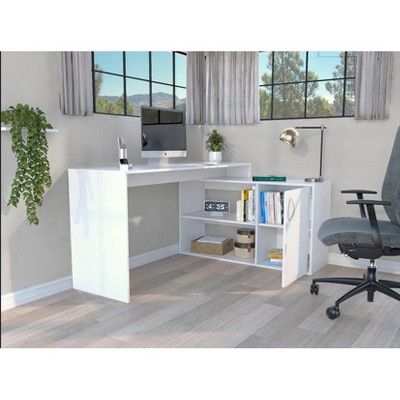 Vynxaria L Shaped Desk with Multiple Drawers Reversible Storage Shelves for Home Office Gaming Stations Study Areas