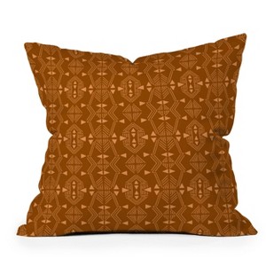 18"x18" Deny Designs Schatzi Teriana Geometric Outdoor Throw Pillow Orange - 1 of 4