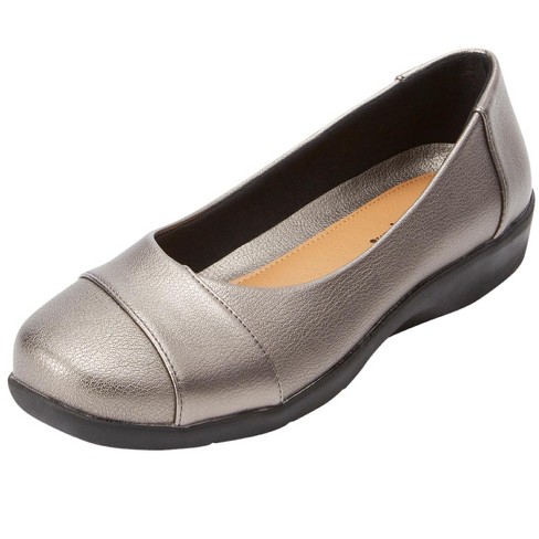 Comfortview Women s Wide Widths Available The Gab Slip On Flat 9 1 2 W Gunmetal