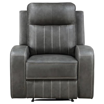Gray Faux Leather Manual Recliner with Lift